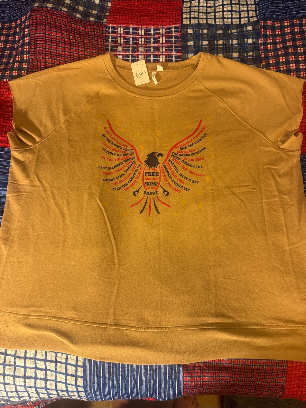 Cato Mustard Short-Sleeve Tee with Eagle Graphic